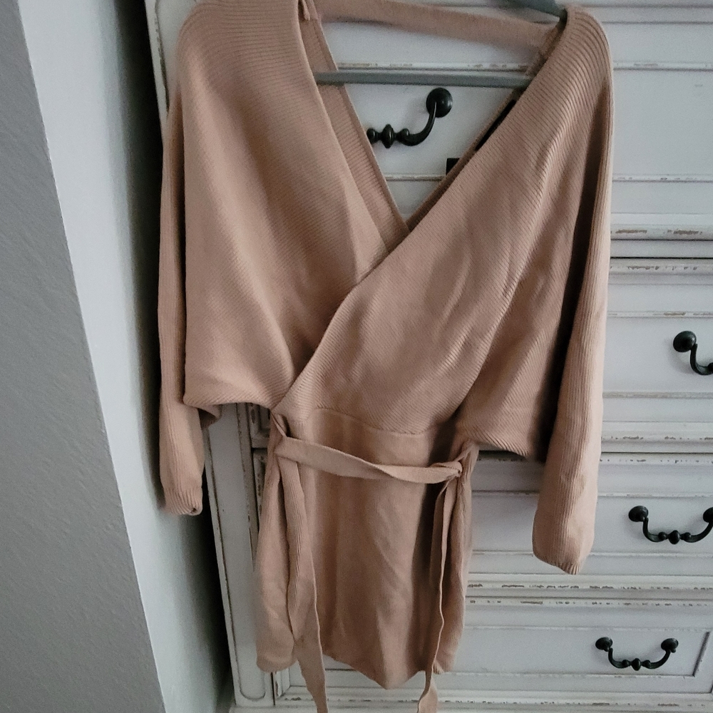 HELD FOR A BUYER - Ribbed Wrap sweater dress